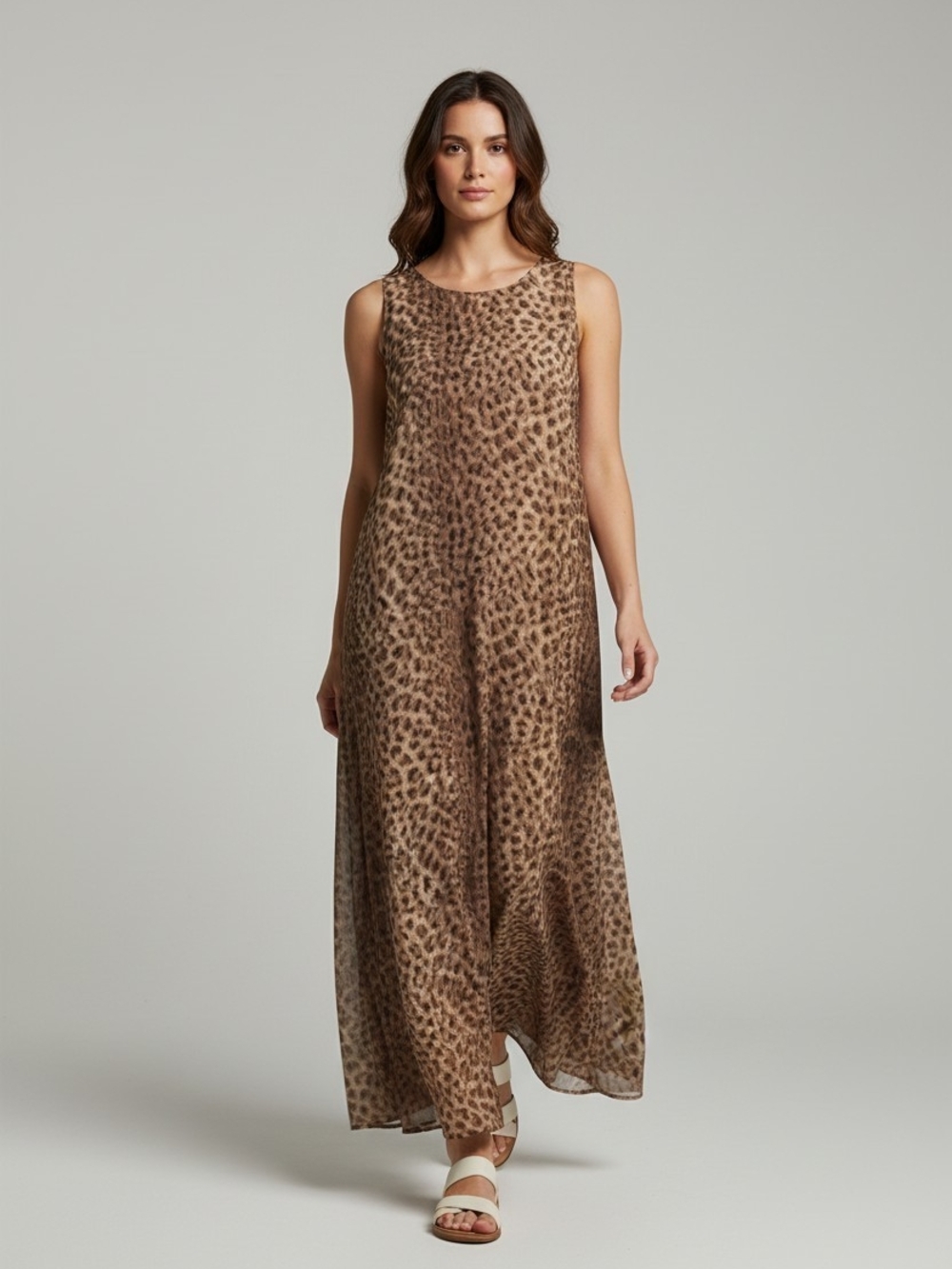 RARE VINTAGE Lauren Ralph Lauren Safari Collection Leopard Silk Maxi Size 16